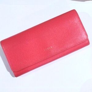 Furla Pink Leather Babylon Bi-fold Long Wallet – Designer Accessory 7.75" x 3.5"